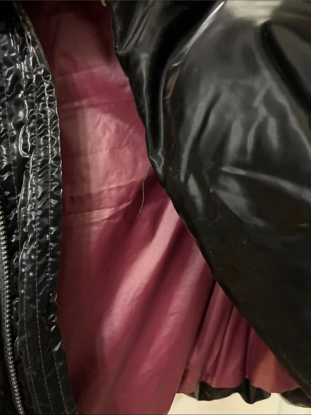 Zella Black Shiny Quilted Puffer Jacket